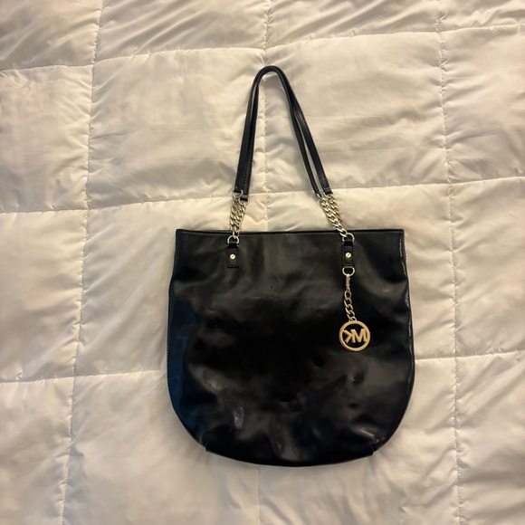 MICHAEL Michael Kors Black Shoulder Bag with Gold Accents - Picture 1 of 11